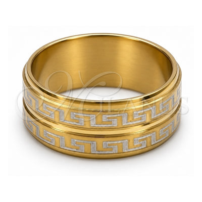 Stainless Steel Mens Ring, Polished, Golden Finish, 01.63.0636.07 (Size 7)