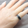 Stainless Steel Mens Ring, Cross and Triple Design, Black Enamel Finish, Steel Finish, 01.63.0637.09 (Size 9)