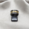 Stainless Steel Mens Ring, Love and Triple Design, Black Enamel Finish, Golden Finish, 01.63.0638.05 (Size 5)