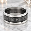 Stainless Steel Mens Ring, Cross and Triple Design, Black Enamel Finish, Steel Finish, 01.63.0637.11 (Size 11)