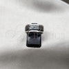 Stainless Steel Mens Ring, Cross and Triple Design, Black Enamel Finish, Steel Finish, 01.63.0637.11 (Size 11)