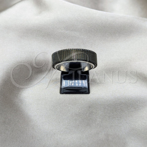 Stainless Steel Mens Ring, Black Enamel Finish, Steel Finish, 01.63.0640.06