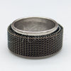 Stainless Steel Mens Ring, Double Design, Black Enamel Finish, Steel Finish, 01.63.0640.06 (Size 6)