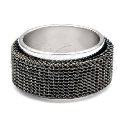 Stainless Steel Mens Ring, Double Design, Black Enamel Finish, Steel Finish, 01.63.0640.06 (Size 6) for wholesale, main product view