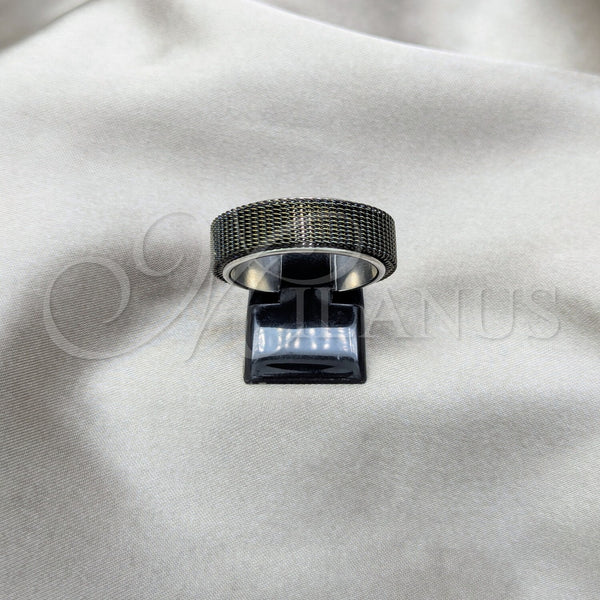 Stainless Steel Ring — Mens Ring Double Design Black Enamel 01.63. Size — main product view — SKU 160890 | Acero Inoxidable anillo — para hombre Ring Double diseño negro Enamel 01.63. Size — SKU 160890