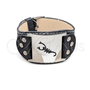 Stainless Steel Solid Bracelet, Scorpion Design, Polished, Steel Finish, 03.63.22146.09 (40 MM Thickness, 9 Inches Length)