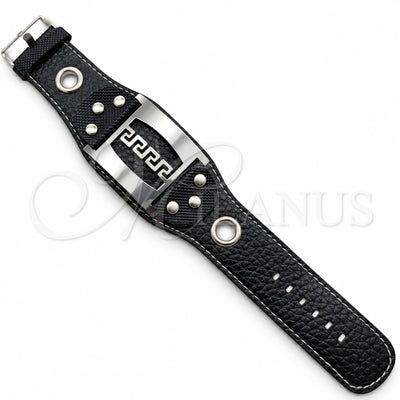 Stainless Steel Fancy Bracelet, Greek Key Design, Polished, Steel Finish, 03.63.22148.09 (40 MM Thickness, 9 for wholesale, main product view