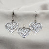 Stainless Steel Earring and Pendant Adult Set, Heart Design, Polished, Steel Finish, 10.63.0609