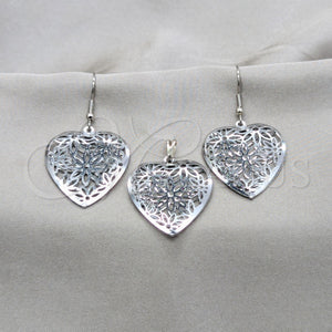Stainless Steel Ring — Earring and Pendant Adult Set Heart Design Polished — main product view — SKU 160900 | Acero Inoxidable anillo — Earring and Pendant Adult Set corazón diseño pulido — SKU 160900