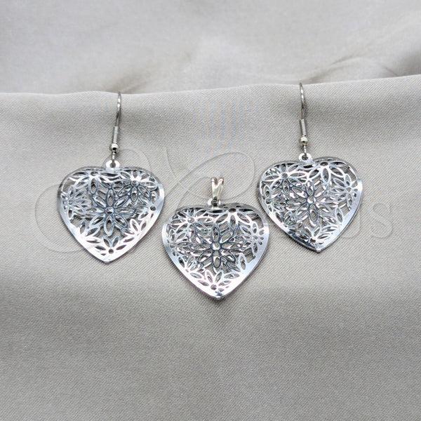 Stainless Steel Ring — Earring and Pendant Adult Set Heart Design Polished — main product view — SKU 160900 | Acero Inoxidable anillo — Earring and Pendant Adult Set corazón diseño pulido — SKU 160900