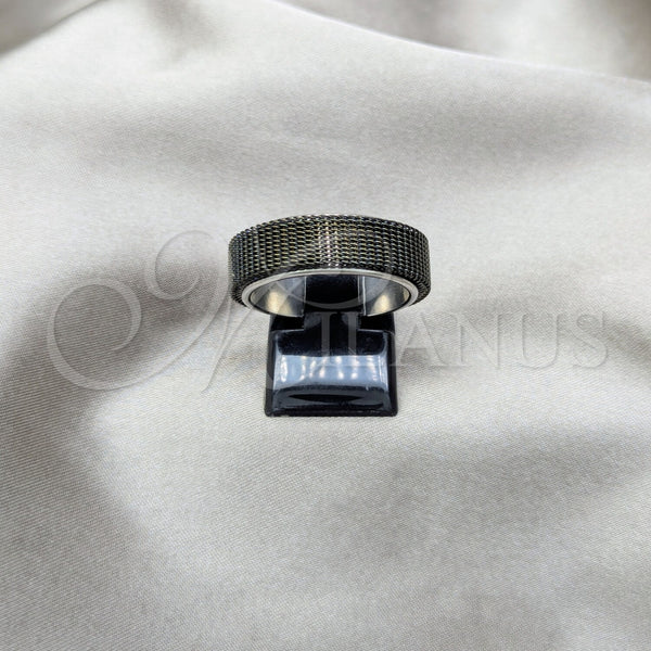Stainless Steel Mens Ring, Black Enamel Finish, Steel Finish, 01.63.0640.09