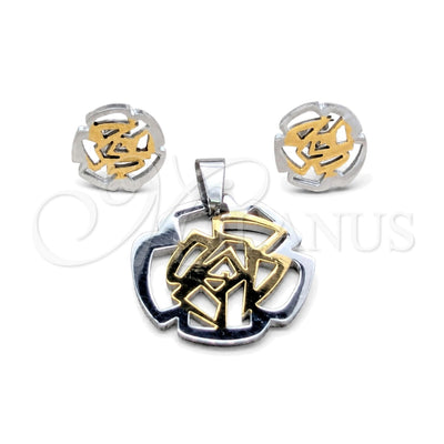 Stainless Steel Earring and Pendant Adult Set, Flower Design, Polished, Steel Finish, 10.63.0612 for wholesale, main product view