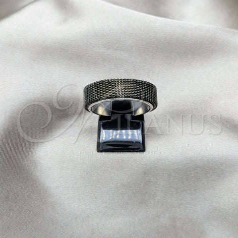 Stainless Steel Mens Ring, Double Design, Black Enamel Finish, Steel Finish, 01.63.0640.10 (Size 10)