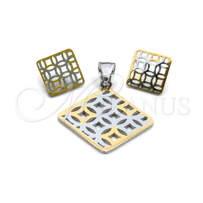 Stainless Steel Earring and Pendant Adult Set, White Polished, Steel Finish, 10.63.0614 for wholesale, main product view