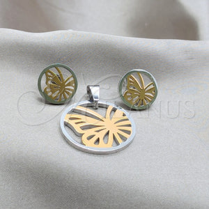 Stainless Steel Ring — Earring and Pendant Adult Set Butterfly Design White — main product view — SKU 160915 | Acero Inoxidable anillo — Earring and Pendant Adult Set mariposa diseño blanco — SKU 160915