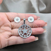Stainless Steel Earring and Pendant Adult Set, Star Design, White Polished, Steel Finish, 10.63.0616