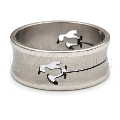 Stainless Steel Mens Ring, Dolphin and Scorpion Design, Black Polished, Steel Finish, 01.63.0641.07 (Size 7) for wholesale, main product view