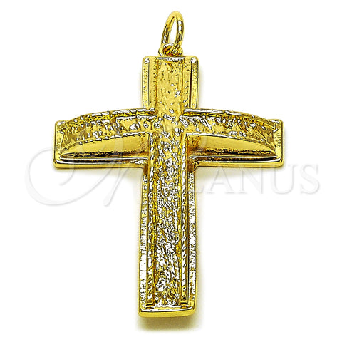 Oro Laminado Religious Pendant, Gold Filled Style Cross Design, Polished, Golden Finish, 05.63.1233