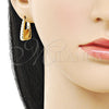 Oro Laminado Huggie Hoop, Gold Filled Style Purse and Lock Design, Polished, Golden Finish, 02.195.0368.20