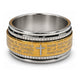 Stainless Steel Mens Ring, Cross and Double Design, Polished, Two Tone, 01.63.0642.06 (Size 6)