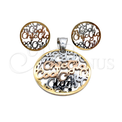Stainless Steel Earring and Pendant Adult Set, Polished, Steel Finish, 10.63.0619 for wholesale, main product view