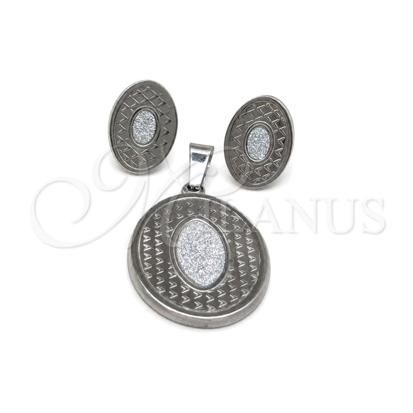 Stainless Steel Earring and Pendant Adult Set, Polished, Steel Finish, 10.63.0622