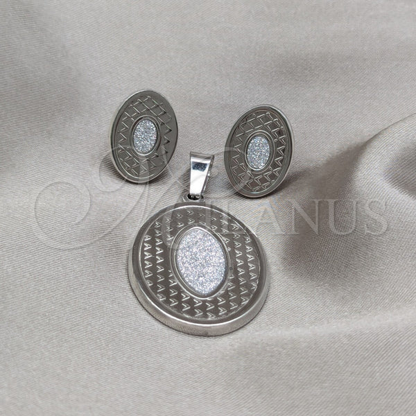 Stainless Steel Ring — Earring and Pendant Adult Set Polished 10.63. — main product view — SKU 160942 | Acero Inoxidable anillo — Earring and Pendant Adult Set pulido 10.63. — SKU 160942