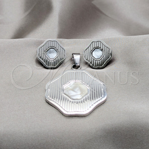 Stainless Steel Ring — Earring and Pendant Adult Set Four-leaf Clover Design — main product view — SKU 160943 | Acero Inoxidable anillo — Earring and Pendant Adult Set Four-leaf Clover diseño — SKU 160943