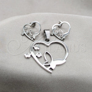 Stainless Steel Ring — Earring and Pendant Adult Set Butterfly and Heart — main product view — SKU 160944 | Acero Inoxidable anillo — Earring and Pendant Adult Set mariposa and corazón — SKU 160944