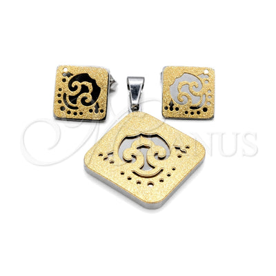 Stainless Steel Earring and Pendant Adult Set, White Polished, Steel Finish, 10.63.0627 for wholesale, main product view