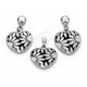 Stainless Steel Earring and Pendant Adult Set, Heart and Flower Design, White Polished, Steel Finish, 10.63.0628