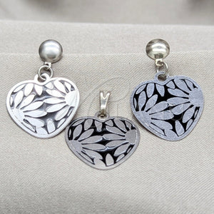 Stainless Steel Ring — Earring and Pendant Adult Set Heart and Flower — main product view — SKU 160949 | Acero Inoxidable anillo — Earring and Pendant Adult Set corazón and flor — SKU 160949