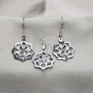 Stainless Steel Ring — Earring and Pendant Adult Set Flower Design White — main product view — SKU 160951 | Acero Inoxidable anillo — Earring and Pendant Adult Set flor diseño blanco — SKU 160951