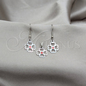 Stainless Steel Ring — Earring and Pendant Adult Set Flower Design Red — main product view — SKU 160966 | Acero Inoxidable anillo — Earring and Pendant Adult Set flor diseño Red — SKU 160966