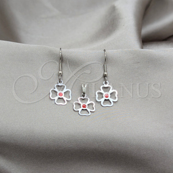 Stainless Steel Ring — Earring and Pendant Adult Set Flower Design Red — main product view — SKU 160966 | Acero Inoxidable anillo — Earring and Pendant Adult Set flor diseño Red — SKU 160966