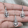 Stainless Steel Earring and Pendant Adult Set, White Polished, Steel Finish, 10.63.0640