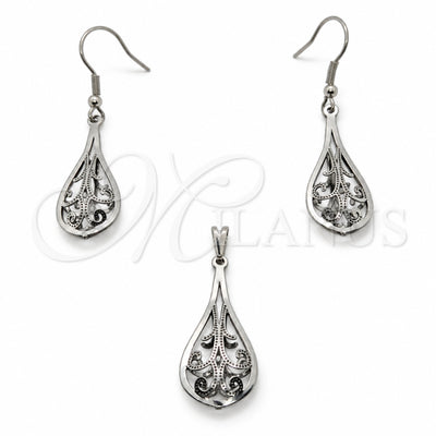 Stainless Steel Earring and Pendant Adult Set, White Polished, Steel Finish, 10.63.0640 for wholesale, main product view