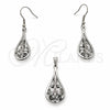 Stainless Steel Earring and Pendant Adult Set, White Polished, Steel Finish, 10.63.0640