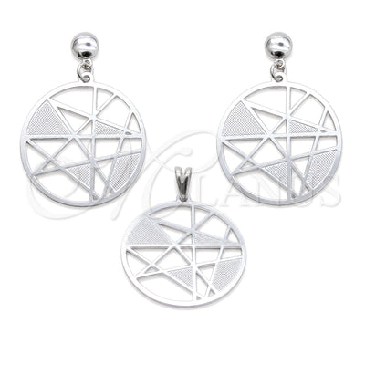 Stainless Steel Earring and Pendant Adult Set, Star Design, White Polished, Steel Finish, 10.63.0641 for wholesale, main product view