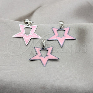 Stainless Steel Ring — Earring and Pendant Adult Set Star Design Pink — main product view — SKU 160974 | Acero Inoxidable anillo — Earring and Pendant Adult Set estrella diseño Pink — SKU 160974