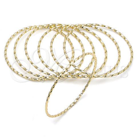 Oro Laminado Semanario Bangle, Gold Filled Style Twist Design, Polished, Golden Finish, 07.213.0018.04 (Thickness, Size 4 (2.25 Diameter))