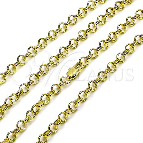 Oro Laminado Basic Necklace, Gold Filled Style Rolo Design, Polished, Golden Finish, 04.213.0352.24 (Thickness, 24 Inches Length)