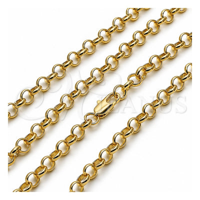 Oro Laminado Basic Necklace, Gold Filled Style Rolo Design, Polished, Golden Finish, 04.213.0353.24 (Thickness, 24 Inches Length)