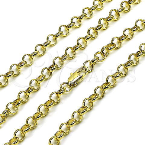 Oro Laminado Basic Necklace, Gold Filled Style Rolo Design, Polished, Golden Finish, 04.213.0353.24 (Thickness, 24 Inches Length)