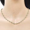 Oro Laminado Fancy Necklace, Gold Filled Style Puff Mariner Design, Polished, Golden Finish, 04.213.0354.24 (Thickness, 24 Inches Length)