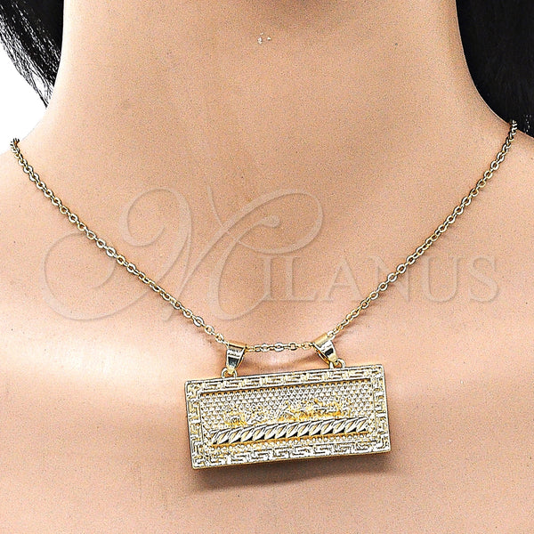 Gold Filled Pendant — Religious Pendant Greek Key Design Diamond Cutting 05. — alternate product view — SKU 160986 | Oro Laminado dije — Religious Pendant Greek Key diseño Diamond Cutting 05. — SKU 160986
