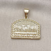 Oro Laminado Religious Pendant, Gold Filled Style Diamond Cutting Finish, Golden Finish, 05.120.0095