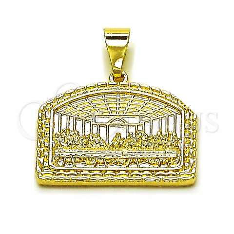 Oro Laminado Religious Pendant, Gold Filled Style Diamond Cutting Finish, Golden Finish, 05.120.0095