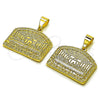 Oro Laminado Religious Pendant, Gold Filled Style Diamond Cutting Finish, Golden Finish, 05.120.0095