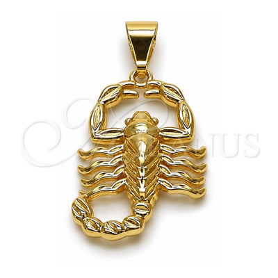 Oro Laminado Religious Pendant, Gold Filled Style Scorpion Design, Polished, Golden Finish, 05.120.0096